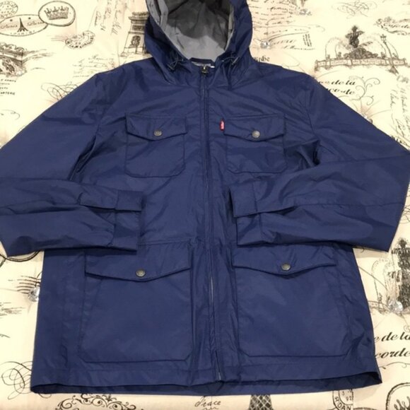 Levi's Men Four Pocket Hooded Military Rain Jacket - Picture 3 of 7
